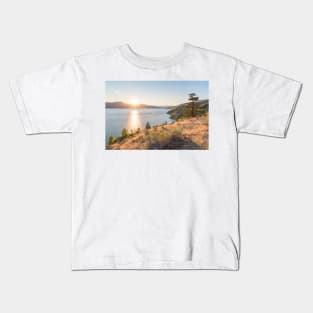 Sunset Over Mountains and Okanagan Lake in Summer Kids T-Shirt